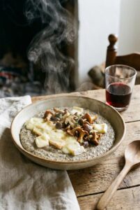 polenta grise con funghi e formaggio